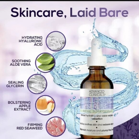 Advanced Clinicals Hyaluronic Serum Instant Skin Hydrator 1.75 FL Oz🆕⌚🏃💨🚚 - Picture 5 of 16
